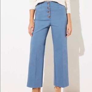 Button Front High Waist Wide Leg Ankle Pants